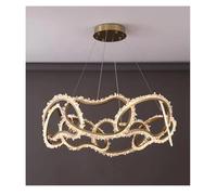 Lámpara de araña LED de Cristal con Anillos Grandes y Modernos para vestíbulo, Estilo Villa, con iluminación de Arte Natural en Roca, decoración de Lujo para el hogar, Elegante (D90CM, 3 Col
