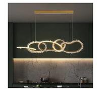 Lámpara de araña LED de Cristal con Grandes Anillos para vestíbulo, Estilo Villa, con iluminación de Arte Natural en Roca, decoración de Lujo para el hogar, Elegante (5 Anillos, 120 cm de la