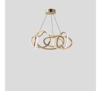 Lámpara de araña LED de Cristal con Grandes Anillos para vestíbulo, Estilo Villa, con iluminación de Arte en Roca Natural, decoración de Lujo para el hogar, Elegante (60 cm de diámetro, cáli