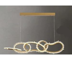 Lámpara de araña LED de Cristal con Grandes Anillos para vestíbulo, Estilo Villa, con iluminación de Arte Natural en Roca, decoración de Lujo para el hogar, Elegante (5 Anillos, 150 cm de la