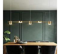 Lámpara de Araña LED Moderna, Accesorio de Iluminación para Isla de Cocina, 3/5 Luces Colgantes Lineales para Mesa de Comedor, Sala de Estar, Barra de Cocina (5 Doradas)