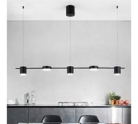 Lámpara de araña LED Moderna, Accesorio de iluminación para Isla de Cocina, 3/5 Luces, Luces Colgantes lineales para Mesa de Comedor, Sala de Estar, Barra de Cocina (5 Luces Negras)