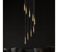 Lámpara de araña LED Moderna de Cristal Dorado, luminaria de Techo Ajustable de 9 Luces, iluminación Colgante de Vidrio Burbuja para Sala de Estar, Pasillo, Escalera - 45 W Diseño Elegante