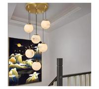 Lámpara de araña LED moderna de mármol, altura ajustable, gran luz, lámpara colgante de lujo con marco de hierro para sala de estar, dormitorio, villa, escalera, comedor y decoración del (6head)