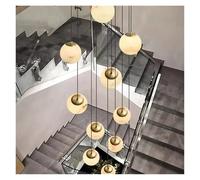 Lámpara de araña LED moderna de mármol, altura ajustable, gran luz, lámpara colgante de lujo con marco de hierro para sala de estar, dormitorio, villa, escalera, comedor y decoración del (18head)