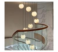 Lámpara de araña LED moderna de mármol, altura ajustable, gran luz, lámpara colgante de lujo con marco de hierro para sala de estar, dormitorio, villa, escalera, comedor y decoración del (26head)