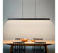 Lámpara de araña LED Negra Regulable Moderna - Lámpara Colgante Lineal nórdica para Mesa de Comedor, Isla de Cocina, Oficina o Bar - Diseño Elegante de 100 x 4,5 cm/90 x 40 cm