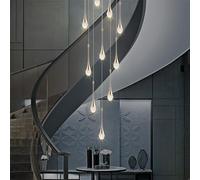 Lámpara de Araña Led Purpleq para Escalera, Moderna Lámpara Colgante con Forma de Gota Deua para Escalera Dúplex De, Lámpara Colgante Larga, 8 Luces