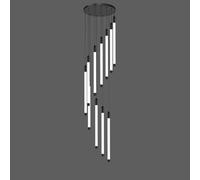 Lámpara de araña lineal dorada grande para techos altos: lámpara colgante LED moderna para vestíbulo, escalera, sala de estar, mesa de comedor, estilo granja negro, diseño de tubo largo Beauty Comes