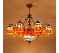 Lámpara de araña mediterránea LED Sencilla de Lujo para Sala de Estar, Restaurante, Dormitorio, Villa, Hotel, cafetería, Bar, lámpara Colgante de Cristal de Color (8 Luces)