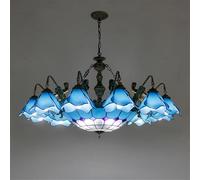 Lámpara de araña mediterránea LED Sencilla de Lujo para Sala de Estar, Restaurante, Dormitorio, Villa, Hotel, cafetería, Bar, lámpara Colgante de Cristal de Color (B 12 Luces)