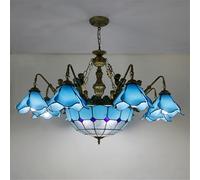 Lámpara de araña mediterránea LED Sencilla de Lujo para Sala de Estar, Restaurante, Dormitorio, Villa, Hotel, cafetería, Bar, lámpara Colgante de Cristal de Color (8 Luces D)