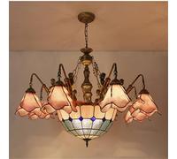 Lámpara de araña mediterránea LED Sencilla de Lujo para Sala de Estar, Restaurante, Dormitorio, Villa, Hotel, cafetería, Bar, lámpara Colgante de Cristal de Color (8 Luces C)