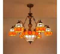 Lámpara de araña mediterránea LED Sencilla de Lujo para Sala de Estar, Restaurante, Dormitorio, Villa, Hotel, cafetería, Bar, lámpara Colgante de Cristal de Color (6 Luces)