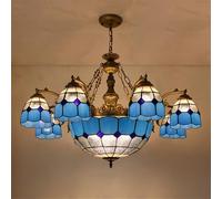 Lámpara de araña mediterránea LED Sencilla de Lujo para Sala de Estar, Restaurante, Dormitorio, Villa, Hotel, cafetería, Bar, lámpara Colgante de Cristal de Color (E 8 Luces)