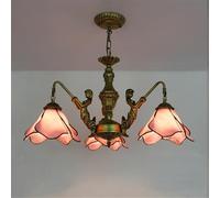 Lámpara de araña mediterránea LED Sencilla de Lujo para Sala de Estar, Restaurante, Dormitorio, Villa, Hotel, cafetería, Bar, lámpara Colgante de Cristal de Color (3 Luces A)