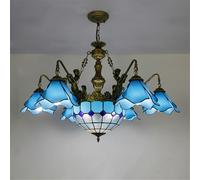 Lámpara de araña mediterránea LED Sencilla de Lujo para Sala de Estar, Restaurante, Dormitorio, Villa, Hotel, cafetería, Bar, lámpara Colgante de Cristal de Color (6 Luces D)