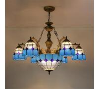 Lámpara de araña mediterránea LED Sencilla de Lujo para Sala de Estar, Restaurante, Dormitorio, Villa, Hotel, cafetería, Bar, lámpara Colgante de Cristal de Color (6 Luces E)