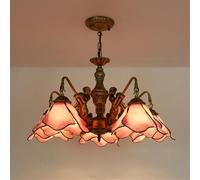 Lámpara de araña mediterránea LED Sencilla de Lujo para Sala de Estar, Restaurante, Dormitorio, Villa, Hotel, cafetería, Bar, lámpara Colgante de Cristal de Color (5 Luces)