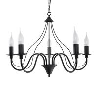Lámpara de araña Minerva 5 negra candelabro