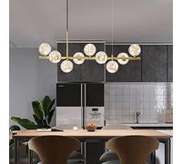 Lámpara de araña moderna con forma de globo de cristal con 7 luces para comedor, sala de estar, cocina, isla, iluminación colgante LED contemporánea, diseño de luz de estrella en acabado dorado de 33