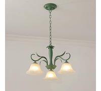 Lámpara de araña moderna de 5 luces de cristal lechoso para comedor, lámpara colgante grande de color verde con diseño floral vintage de estilo nórdico, lámpara colgante de techo para dormitorio, sal