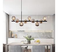Lámpara de araña Moderna de Cristal con Forma de Globo y 9 Luces para Isla de Cocina, Mediados de Siglo, LED, para Comedor y Sala de Estar, 33 x 9 Pulgadas