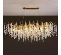 Lámpara de araña moderna de cristal con forma de rama de árbol, lámpara colgante dorada de lujo con forma de gota de lluvia, lámpara colgante de techo con borlas para comedor, dormitorio, sala de est