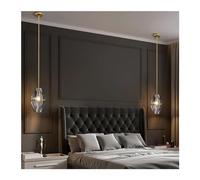 Lámpara de araña Moderna de Cristal de Cobre para Restaurante, Bar, mesita de Noche, Dormitorio, guardarropa, lámpara de araña pequeña de una Sola Cabeza, Luces de araña LED