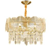 Lámpara de araña moderna de cristal dorado para dormitorio de niñas, lámpara de techo redonda de dos niveles con forma de mariposa y luces LED regulables para comedor, cocina, isla, sala de estar, ve