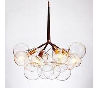 Lámpara de araña moderna de cristal transparente de mediados de siglo - Lámpara colgante LED para comedor, sala de estar, dormitorio - Diseño de bola de globo en racimo en acabado cromado blanco,