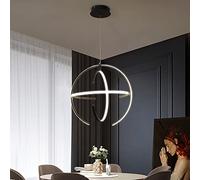 Lámpara de araña moderna de madera con anillo LED, lámpara colgante japonesa de 1 luz, lámpara de techo circular contemporánea regulable para isla de cocina, sala de estar o comedor - B 50x50x6cm (20