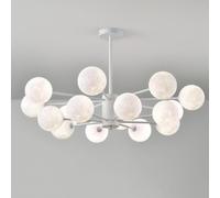 Lámpara de Araña Moderna de Mediados de Siglo, Lámpara Colgante Sputnik White Milk Moon, Lámpara Colgante Led Nordic Bubble de Montaje Semiempotrado para Dormitorio, Comedor, Isla de Cocina Y Sala de