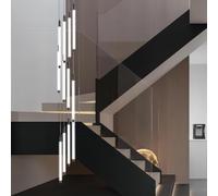 Lámpara de araña Moderna de Techo Alto, Color Negro, Colgante, 12 Luces, LED Espiral Grande, Tipo Gota de Lluvia, lámpara Colgante para vestíbulo, Altura Ajustable, Adecuada para Entrada, es