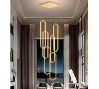 Lámpara de araña moderna LED para escalera, lámpara colgante grande de aluminio con forma geométrica, lámpara de mesa de comedor, lámpara colgante regulable de altura ajustable, combinación de luz d