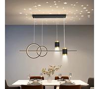 Lámpara de araña Moderna LED Regulable con proyección de Estrellas y focos Ajustables, Color Negro, para Isla de Cocina, lámpara Colgante Lineal de 100 x 120 cm