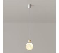 Lámpara de araña Moderna nórdica 3D Planet Moon para Comedor, Dormitorio Infantil, baño o Restaurante (Blanco Leche)