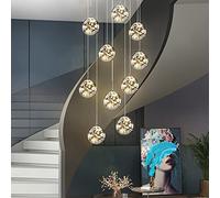Lámpara de araña Moderna para escaleras largas, Luces Colgantes Minimalistas LED para techos en Villas, escaleras y Salas de Estar, lámpara Colgante de Bolas Grises (tamaño: 10 Bolas).