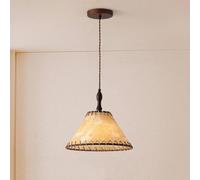 Lámpara de araña nórdica de tela amarilla para dormitorio, altura ajustable, estilo vintage, ideal para comedor o bar. Lámpara colgante con fuente de luz E27. Lámpara colgante de un solo cabezal para