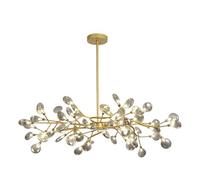 Lámpara de araña nórdica Sputnik con diseño de luciérnaga, moderna lámpara colgante LED de 45 luces, ajustable, para interiores, con pantalla de cristal para sala de estar (tamaño de cristal, 54 luces