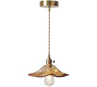 Lámpara de araña nórdica vintage de cristal ámbar para dormitorio, cabezal único, fuente de luz E27, colgante, altura ajustable, para isla de cocina, comedor, sala de estar, recibidor o pasillo.