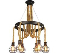 Lámpara de araña nostálgica de hierro forjado, 3 luces, lámpara de techo ajustable, lámpara colgante de cadena de jaula de pájaros de hierro forjado, cordel para mesa de comedor, sala de estar,