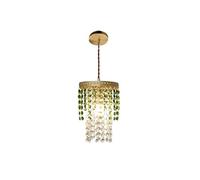 Lámpara de araña pequeña para dormitorio con iluminación de cristal de cobre, lámpara colgante de 5,9 pulgadas de ancho, lámparas de araña de cristal verde, altura ajustable, 1 lámpara para comedor,