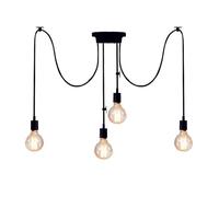 Lámpara de araña retro con forma, pantalla de bricolaje industrial Soporte de Luz Colgante Lámpara de Techo DIY, sala de estar, comedor Dormitorio Iluminación Colgante Salón, café, bar (4 cabezas)