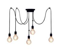 Lámpara de araña retro con forma, pantalla de bricolaje industrial Soporte de Luz Colgante Lámpara de Techo DIY, sala de estar, comedor Dormitorio Iluminación Colgante Salón, café, bar (5 cabezas)