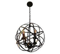 Lámpara de araña Retro con Globo metálico, lámpara de Techo rústica con Estructura de Acero y Hierro Negro, lámpara Colgante de Cristal de Estilo Industrial para una decoración única del Hog