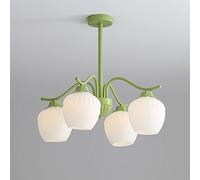 Lámpara de araña rústica verde para sala de estar, lámpara decorativa para comedor francés, lámpara de techo exquisita para dormitorio estilo vintage americano, pantalla de vidrio creativa con forma