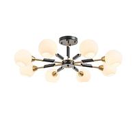 Lámpara de Araña Sputnik de Estilo Industrial Moderno, Luminaria Dorada de Estilo Industrial con Pantalla de Cristal Esférica, para Dormitorio, Comedor/Ámbar Platino./6 S/White/8 S