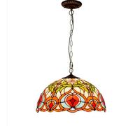 Lámpara de araña tiffany arte rústico melocotón vidriera colgante, lámpara colgante vintage para dormitorio, cocina, comedor, pasillo, balcón, 16 pulgadas