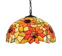 Lámpara de araña tiffany retro rústico vidriera de vidriera, lámpara colgante vintage para dormitorio, cocina, comedor, pasillo, balcón, 16 pulgadas,Naranja